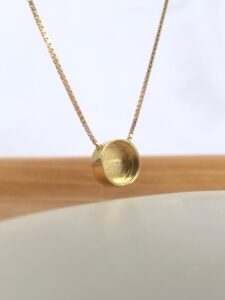 Corrente ponto de luz círculo prata 925 banhada à ouro