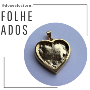 Moldura metal banhada à ouro Coração