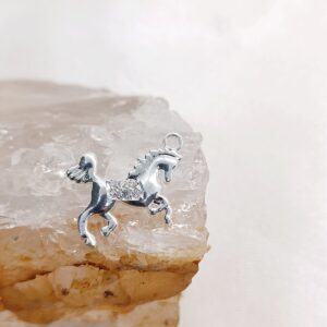 Cavalo com argola cravejado em micro zircônias prateado