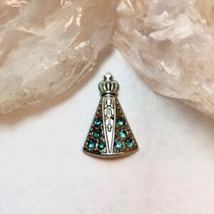 Implante Nossa Senhora Aparecida cravejada prateada